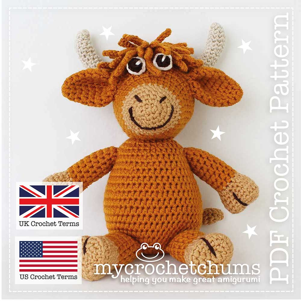 Picture of cover for chunky highland cow amigurumi crochet pattern