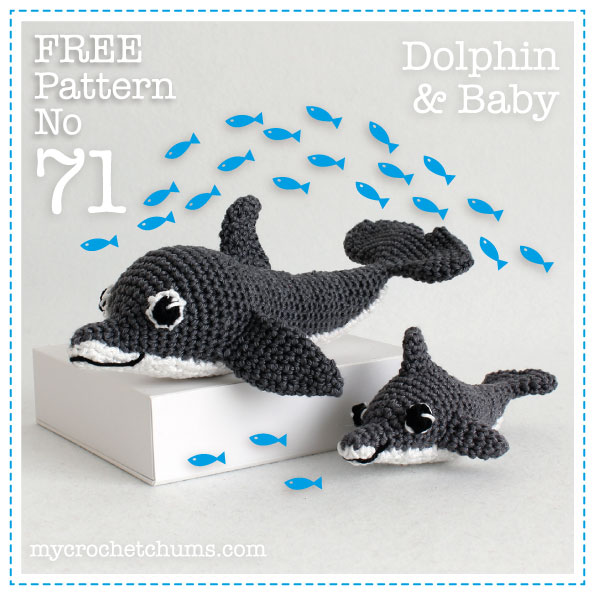 Picture of crochet dolphin and calf, click for pattern