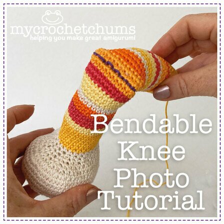 Picture of cover for amigurumi crochet bendable knee photo tutorial