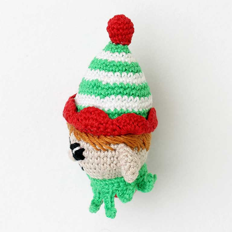 Picture of crochet elf head, left side