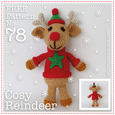 Picture of cover for free amigurumi crochet cosy reindeer pattern
