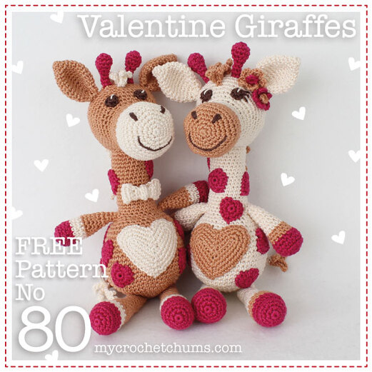 Picture for cover of free amigurumi crochet valentine giraffes pattern