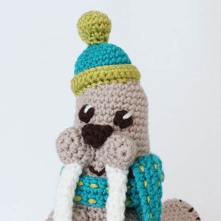 Picture of crochet walrus in hat