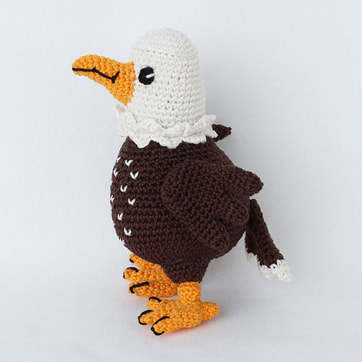 Picture of crochet bald eagle, left side