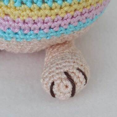 Picture of Foot of crochet Easter egg bunny