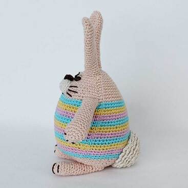 Picture of amigurumi crochet Easter egg Bunny from Left side