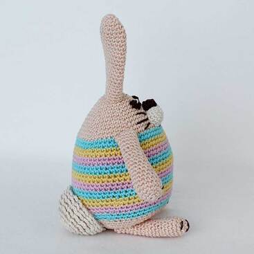 Picture of amigurumi crochet Easter egg bunny from right