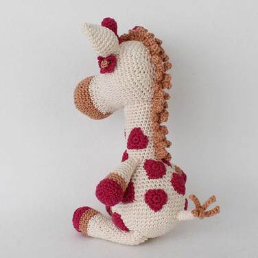 Picture of crochet girl giraffe, back left view