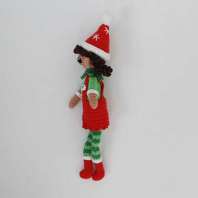 Picture of crochet girl elf - side view