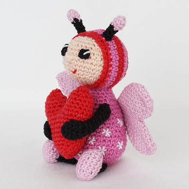 Picture of crochet love bug front left side