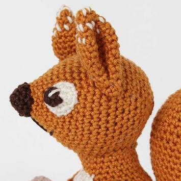Picture of crochet squirrel ear detail