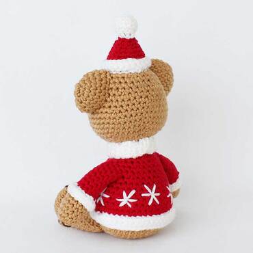 Picture of back left view of crochet teddy bear
