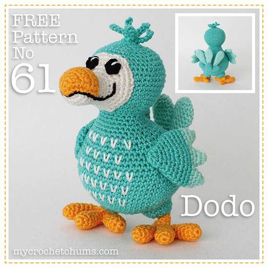 Picture of completed amigurumi crochet dodo