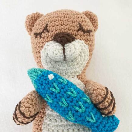Picture of crochet Otter's face with embroidered details