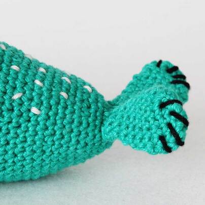 Picture of back flippers of amigurumi crochet Walrus
