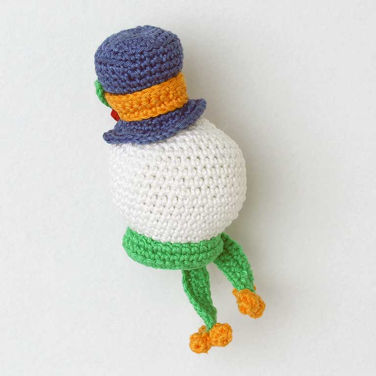 Picture of crochet snowman head - back view