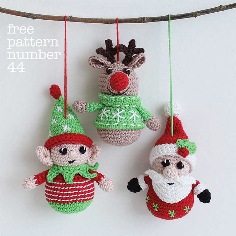 Picture for free Santa, elf reindeer trio amigurumi crochet pattern